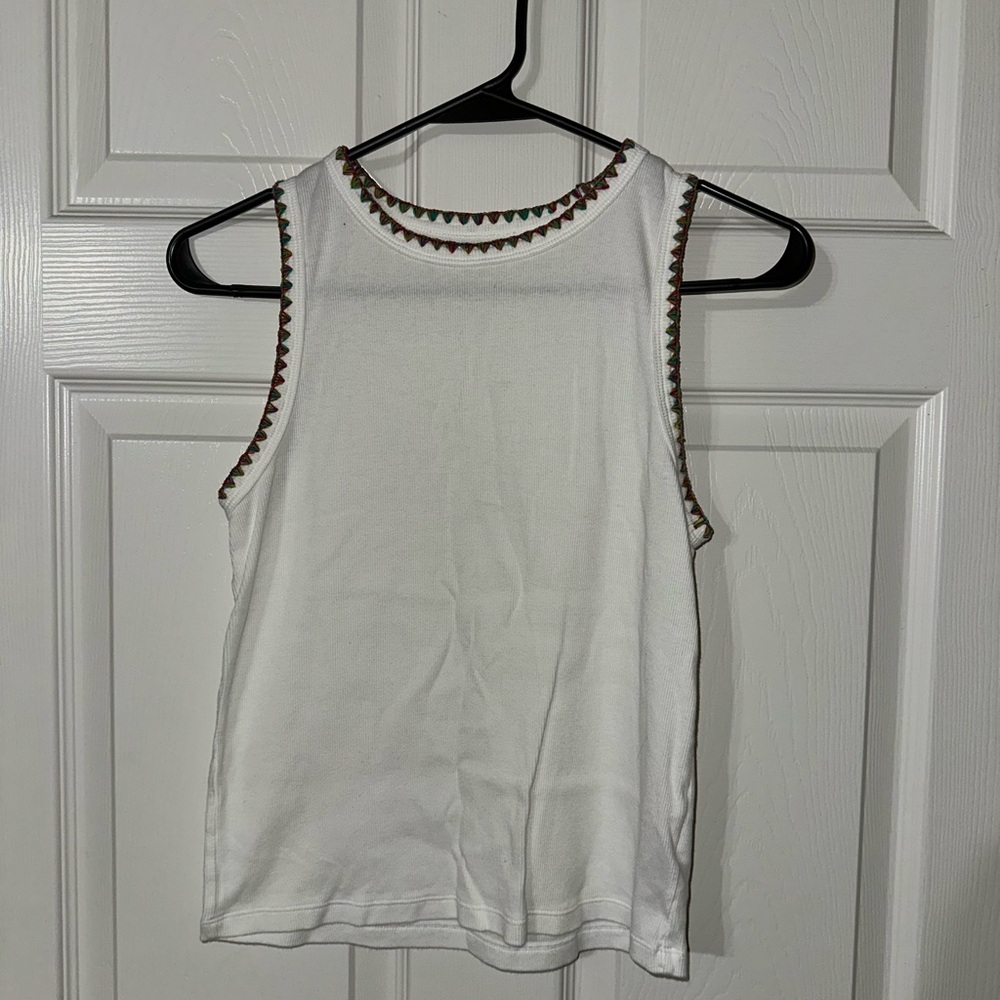 Old Navy White Tank Top with Colorful Trim